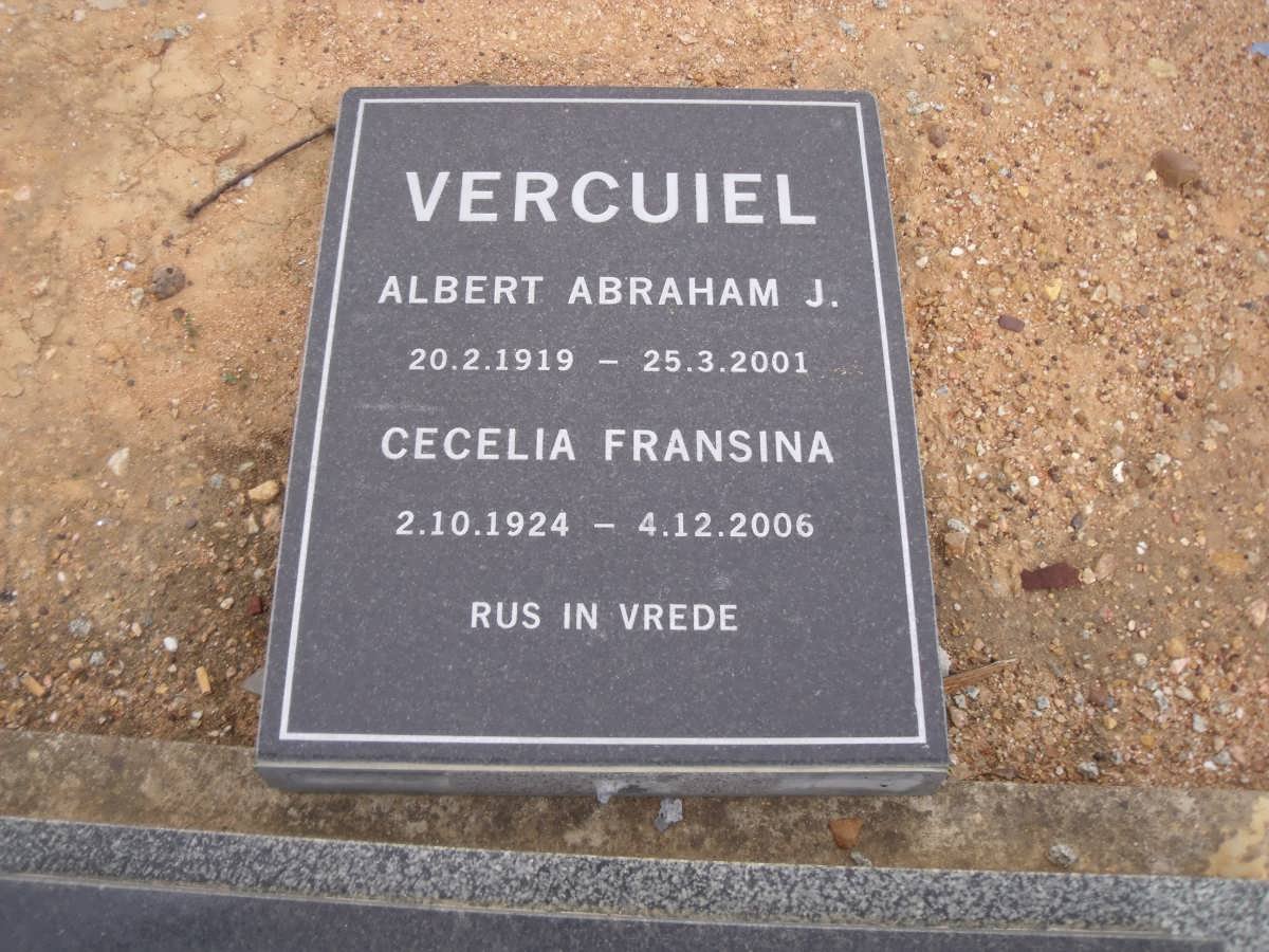 VERCUIEL Albert Abraham J. 1919-2001 &amp; Cecelia Fransina 1924-2006