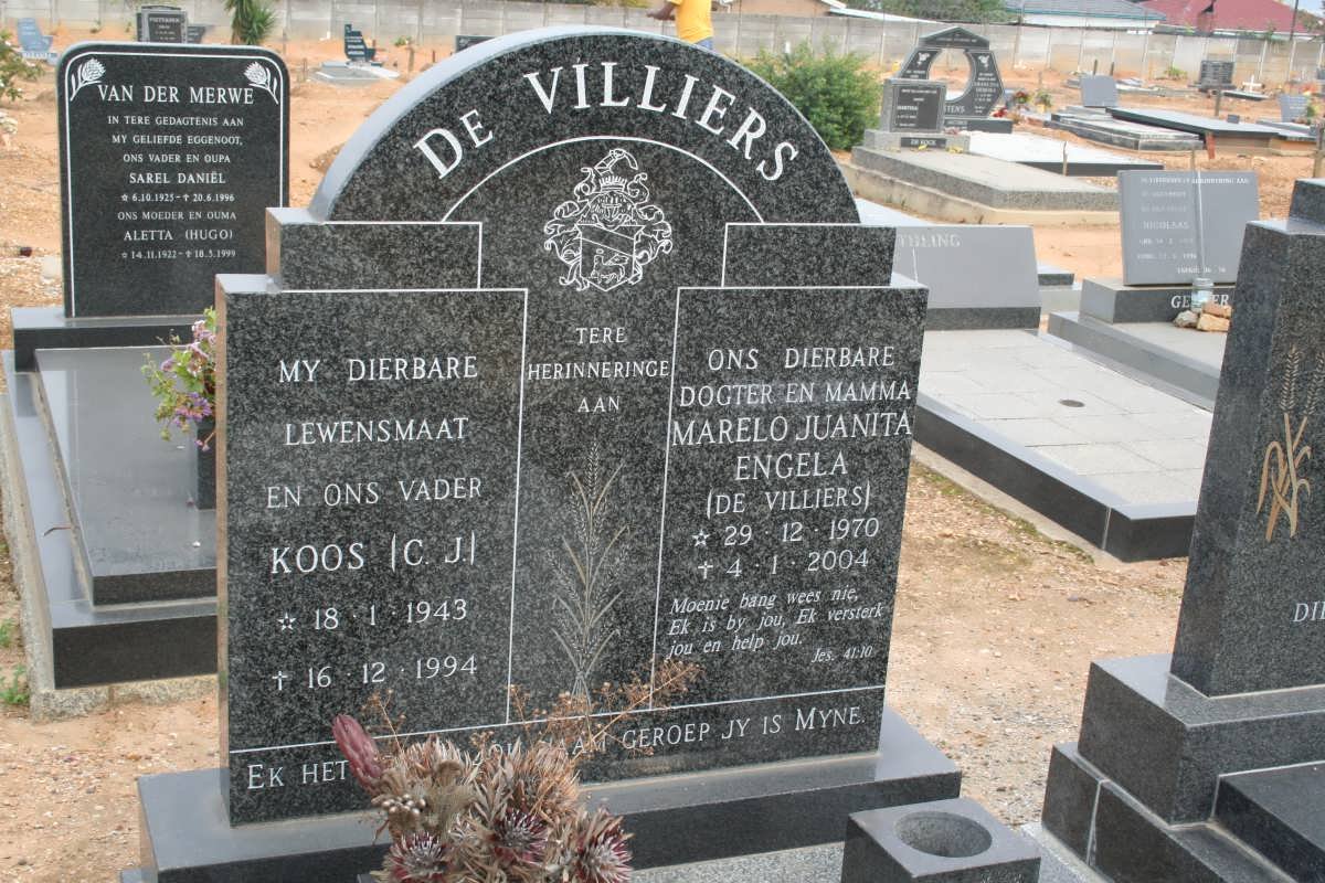 VILLIERS C.J., de 1943-1994 :: DE VILLIERS Marelo Juanita Engela 1970-2004