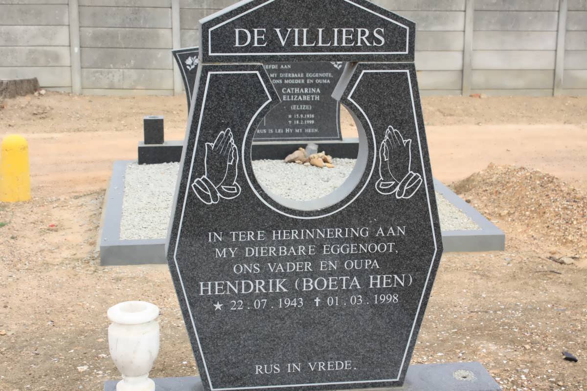 VILLIERS Hendrik, de 1943-1998