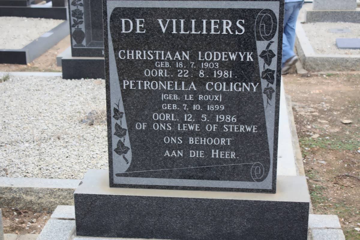 VILLIERS Christiaan Lodewyk, de 1903-1981 &amp; Petronella Coligny LE ROUX 1899-1986