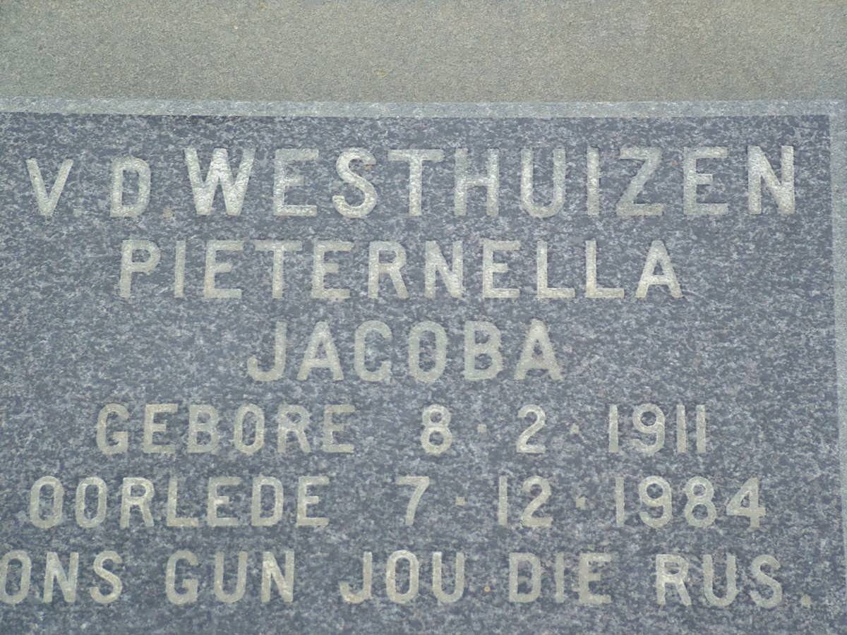 WESTHUIZEN Pieternella Jacoba, van der 1911-1984