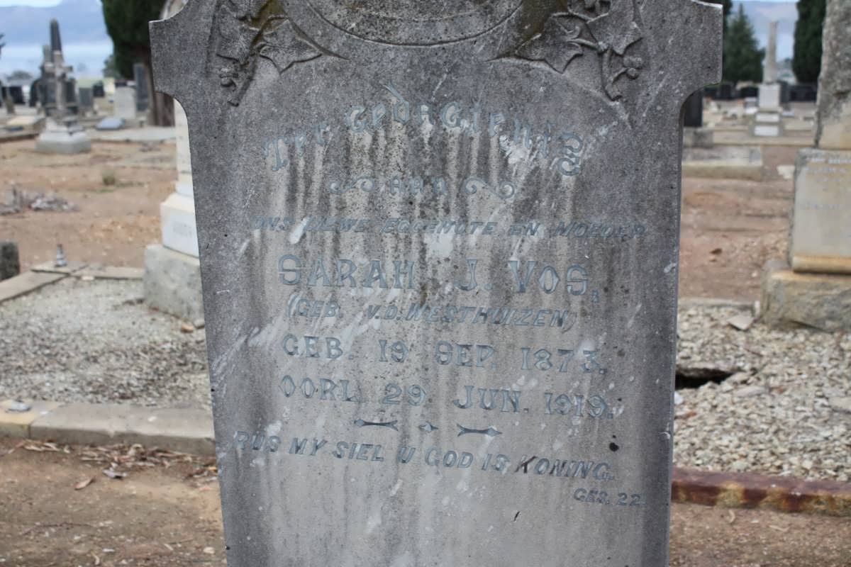 VOS Sarah J. nee V.D. WESTHUIZEN 1873-1919