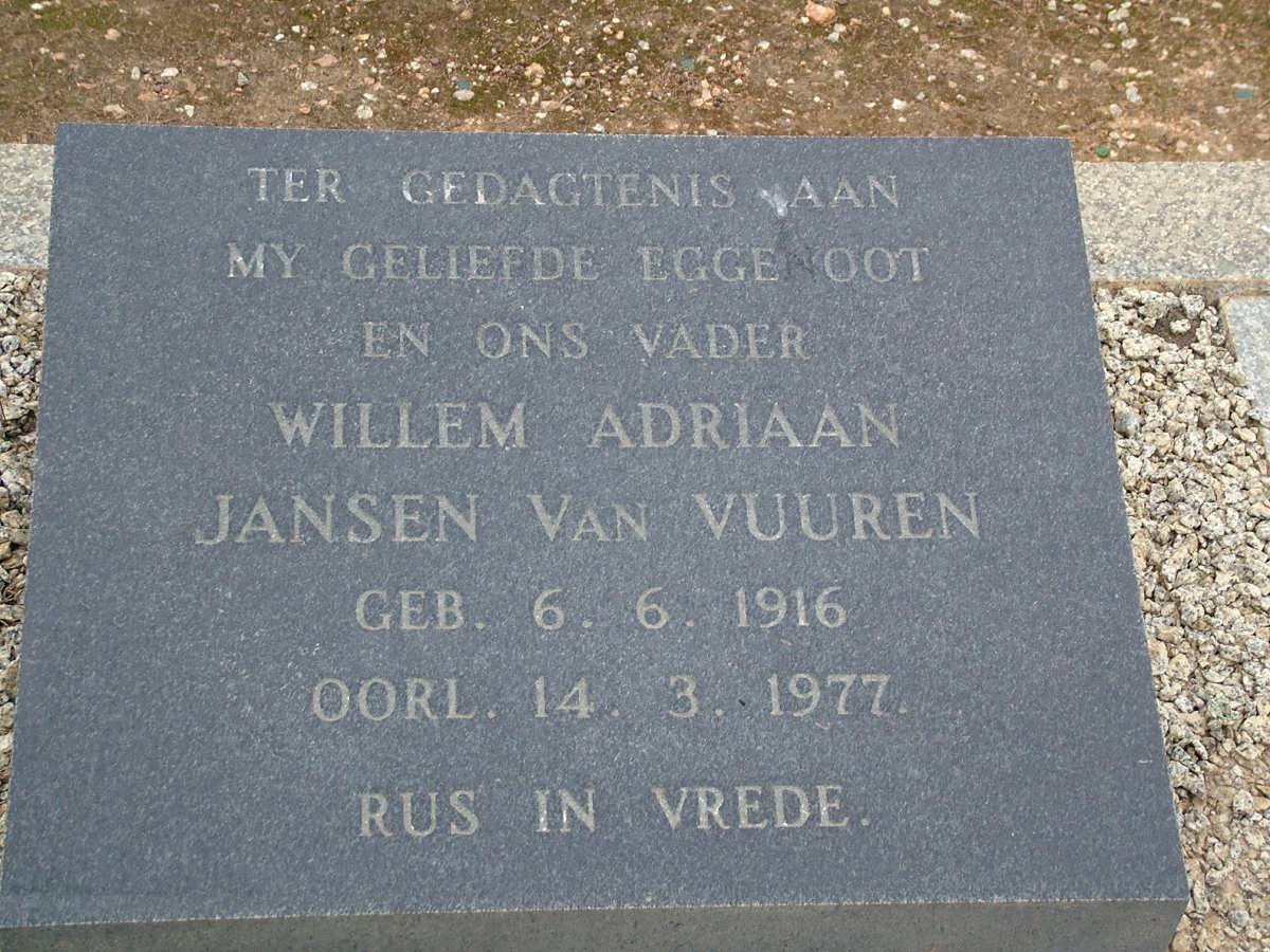 VUUREN Willem Adriaan, Jansen van 1916-1977