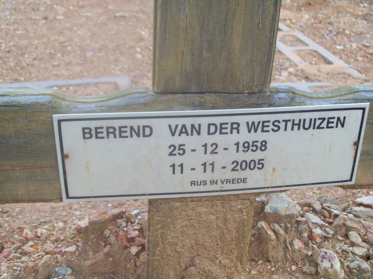 WESTHUIZEN Berend, van der 1958-2005
