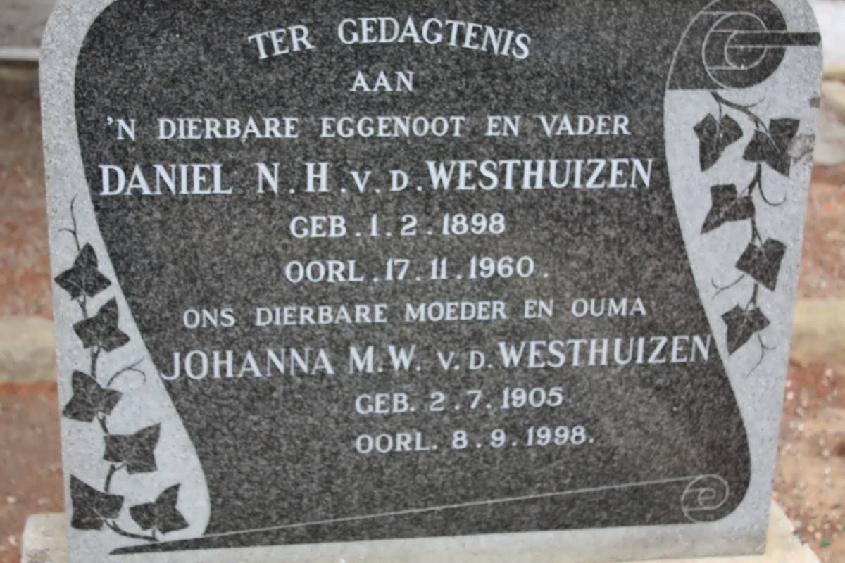 WESTHUIZEN Daniel N.H., v.d. 1898-1960 &amp; Johanna M.W. 1905-1998