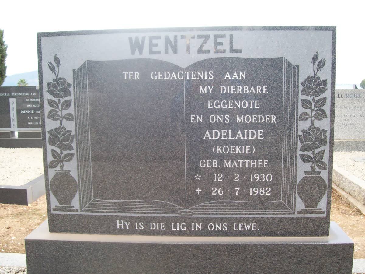 WENTZEL Adelaide nee MATTHEE 1930-1982