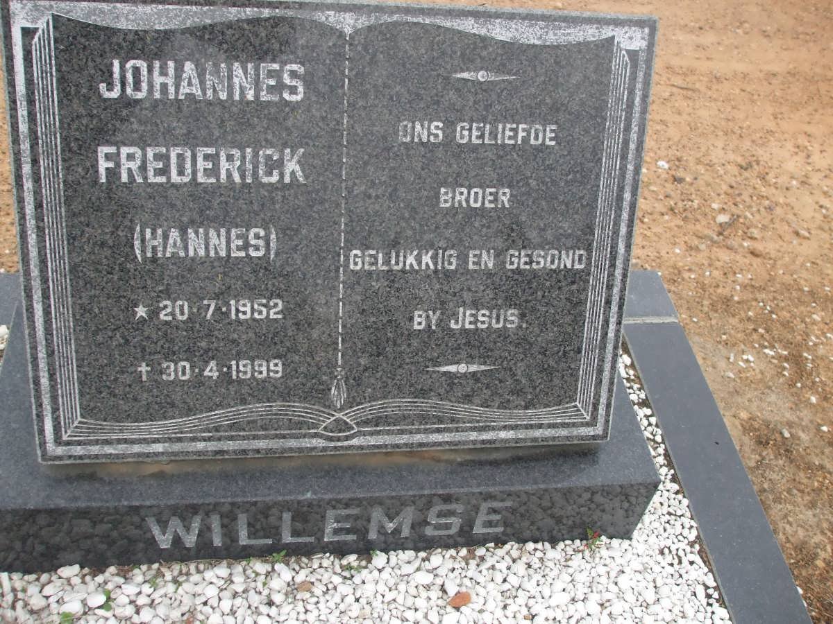 WILLEMSE Johannes Frederick 1952-1999