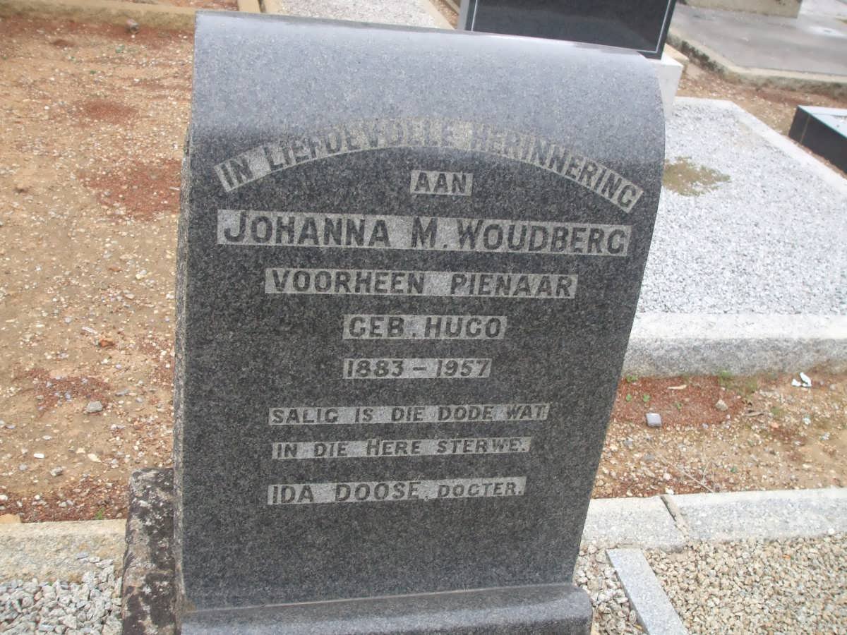 WOUDBERG Johanna M. voorheen PIENAAR nee HUGO 1883-1957