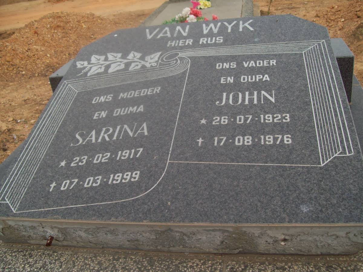 WYK John, van 1923-1976 &amp; Sarina 1917-1999