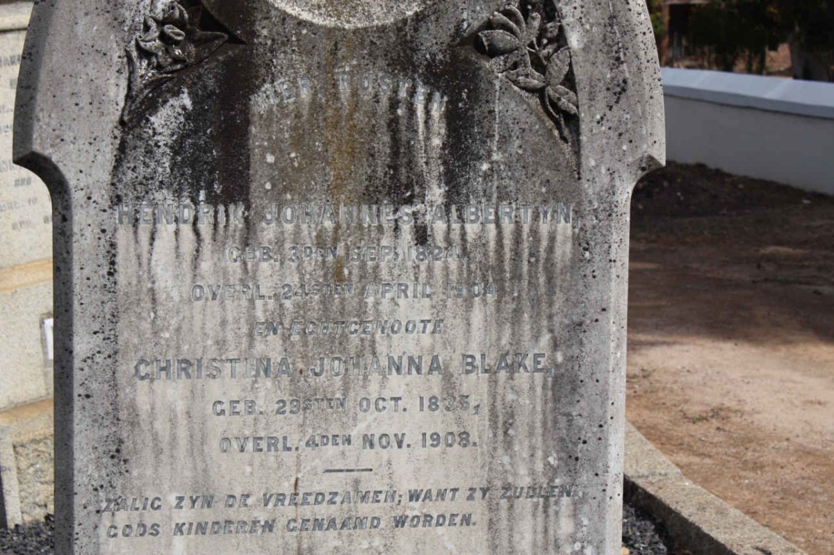 ALBERTYN Hendrik Johannes 1824-1904 &amp; Christina Johanna BLAKE 1835-1908