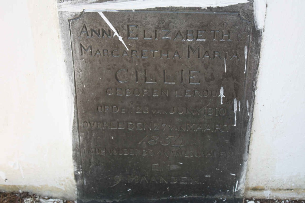 CILLIE Anna Elizabeth Margaretha Maria nee LE ROUX 1810-1854