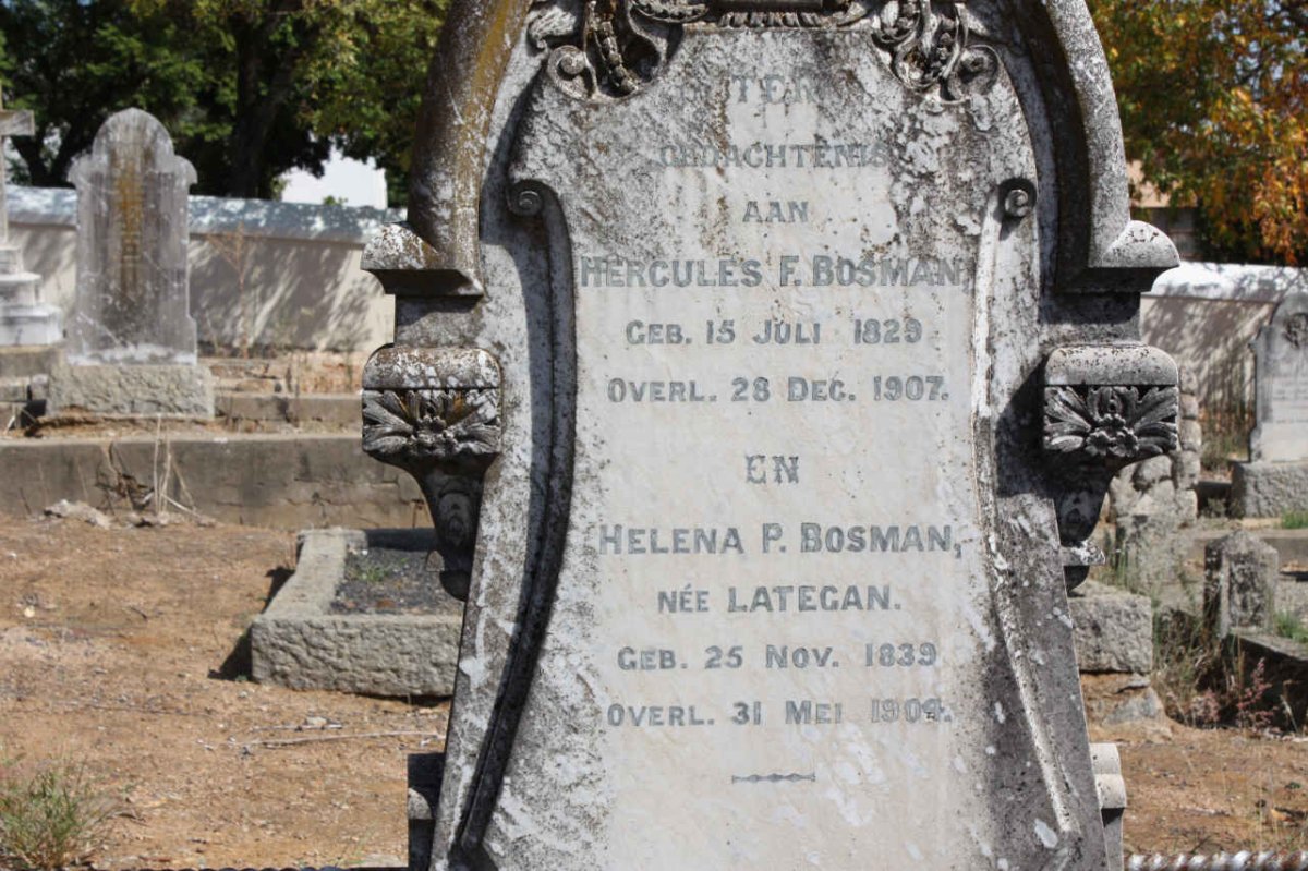 BOSMAN Hercules F. 1829-1907 &amp; Helena P. LATEGAN 1839-1904