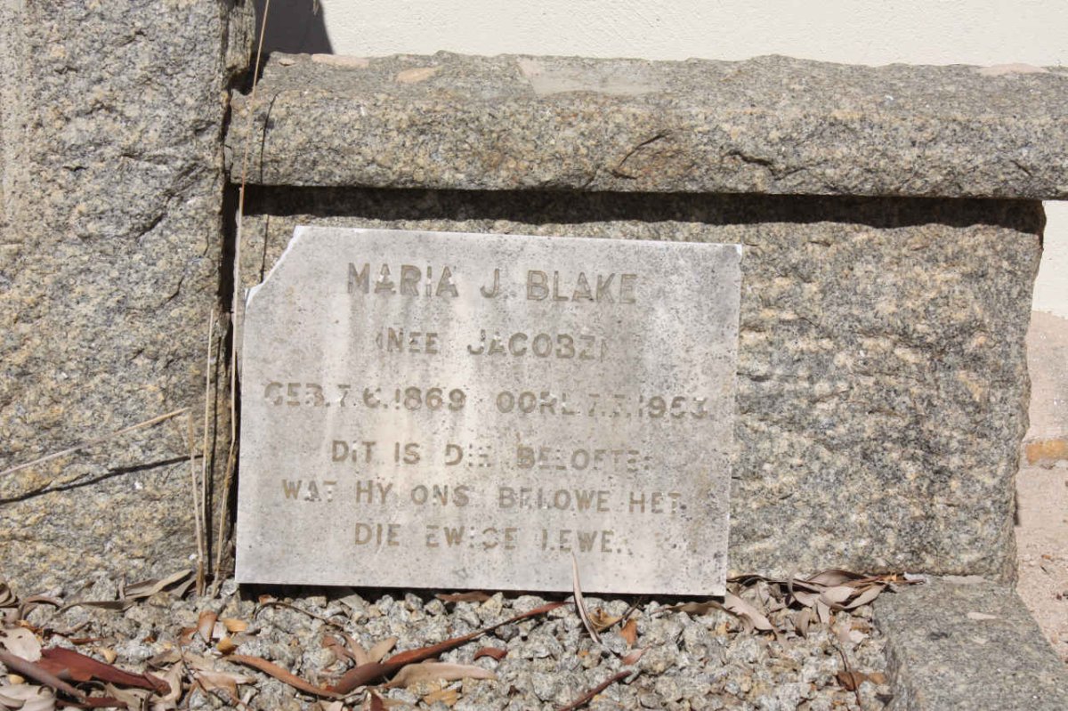 BLAKE Robert 1869-1936 &amp; Maria J. JACOBZ 1869-1953