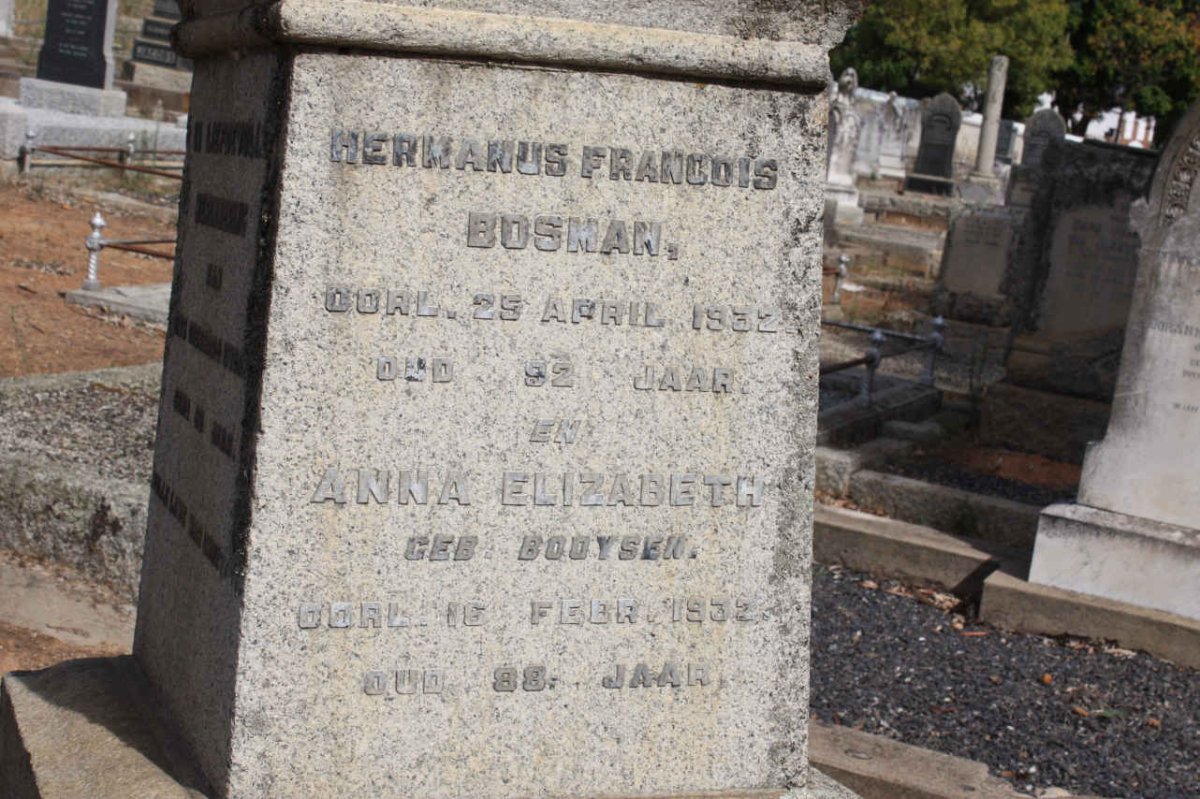 BOSMAN Hermanus Francois -1932 &amp; Anna Elizabeth BOOYSEN -1932