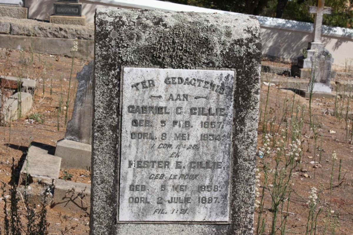 CILLIE Gabriel C. 1857-1934 &amp; Hester E. LE ROUX 1858-1897