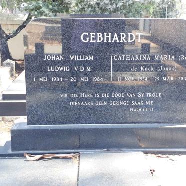 GEBHARDT Johan William Ludwig 1934-1984 &amp; Catharina Maria DE KOCK 1934-2018