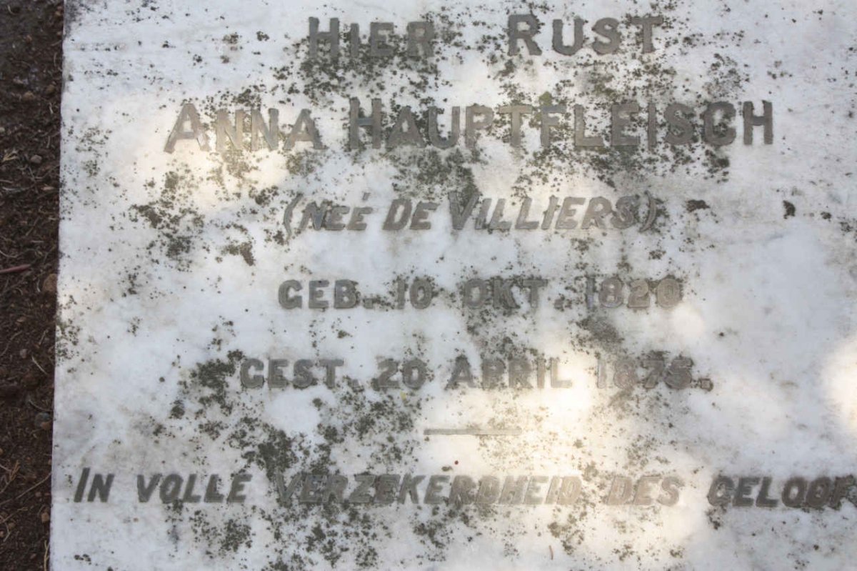 HAUPTFLEISCH Anna nee DE VILLIERS 1820-1875