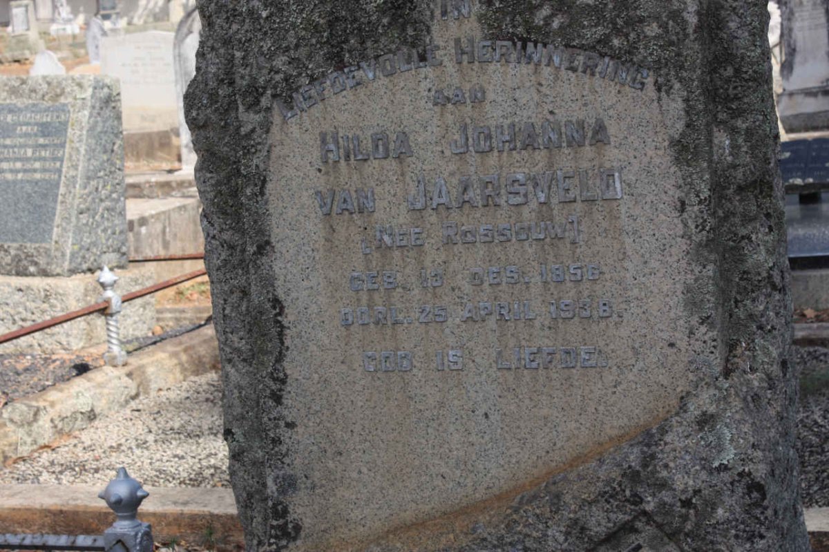 JAARSVELD Hilda Johanna, van nee ROSSOUW 1856-1938