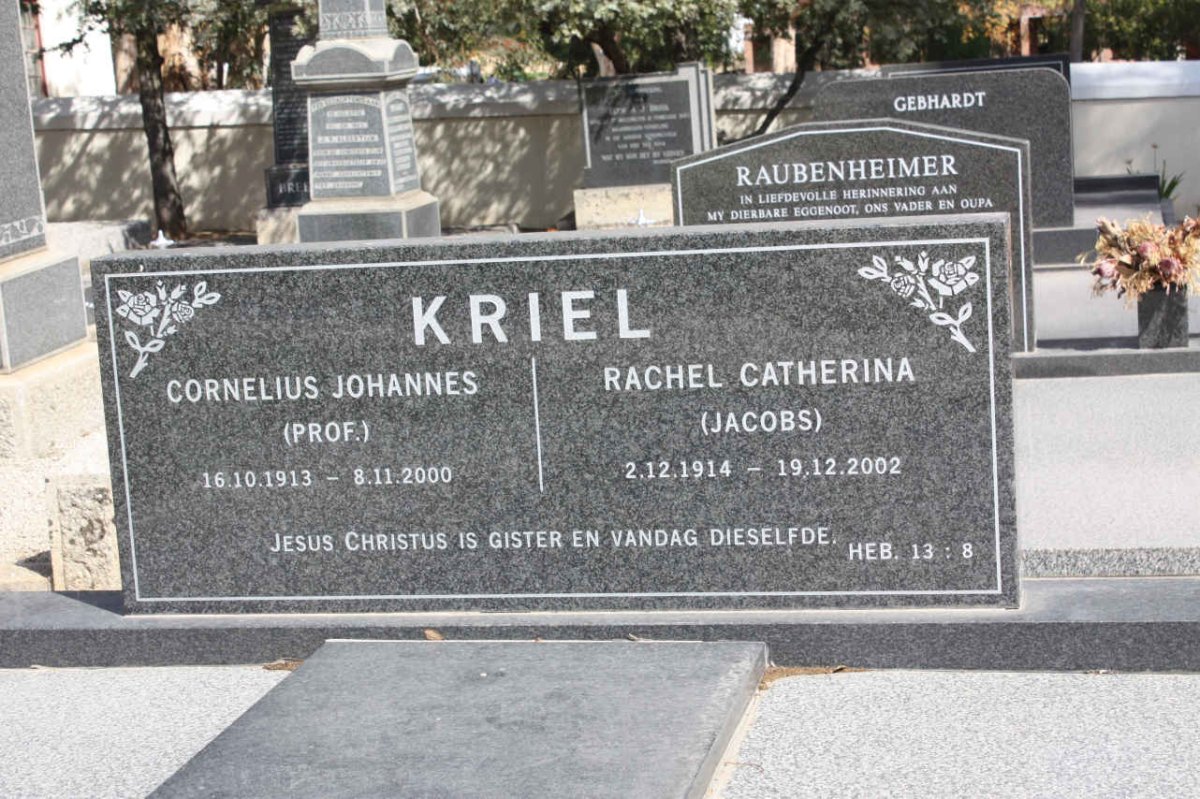 KRIEL Cornelius Johannes 1913-2000 &amp; Rachel Catherina JACOBS 1914-2002