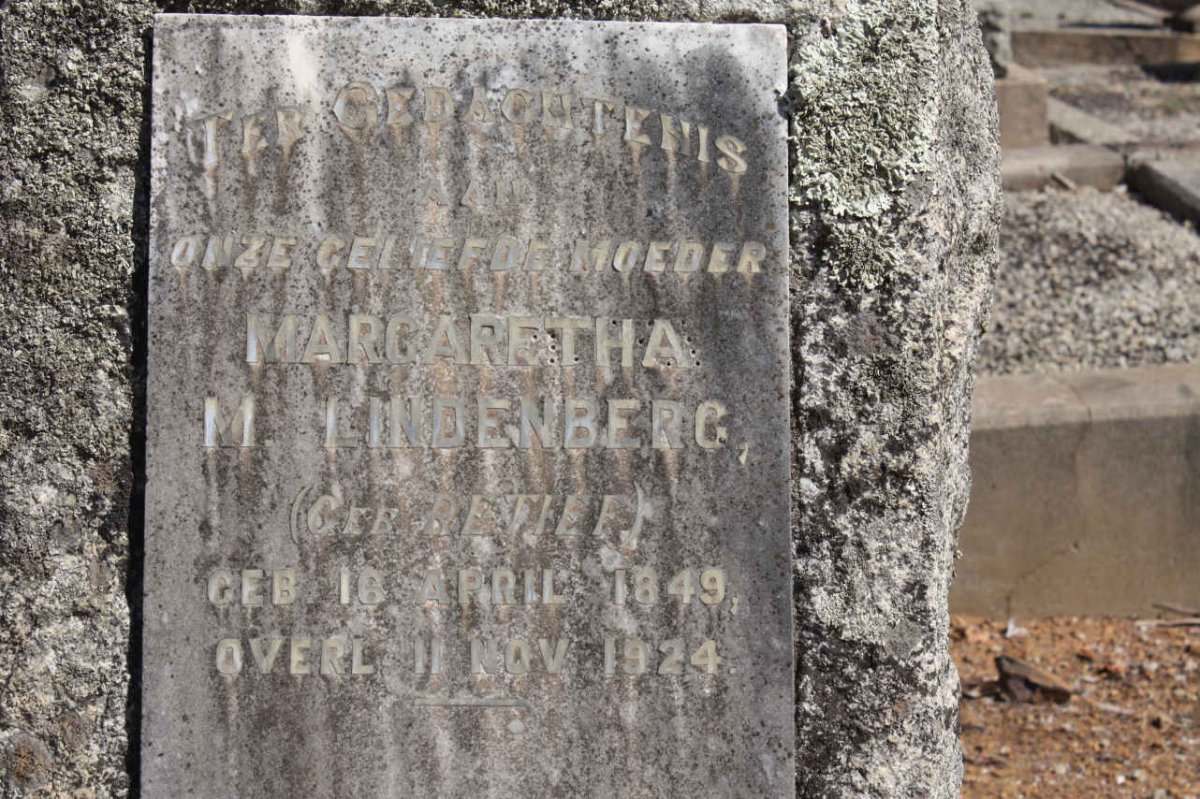LINDENBERG Margaretha M. nee RETIEF 1849-1924