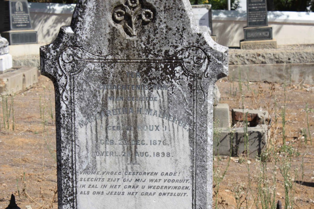 MALHERBE Margaretha H. nee LE ROUX 1876-1898