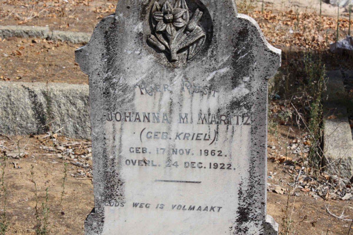 MARITZ Johanna M. nee KRIEL 1862-1922