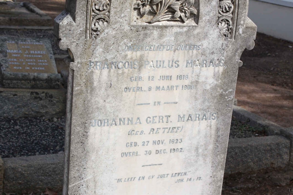 MARAIS Francois Paulus 1818-1908 &amp; Johanna Gertruida RETIEF 1823-1902