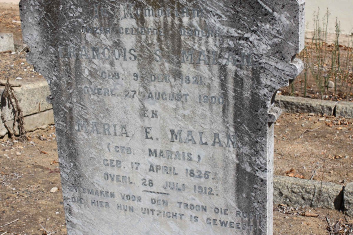 MALAN Francois S. 1821-1900 &amp; Maria E. MARAIS 1825-1912