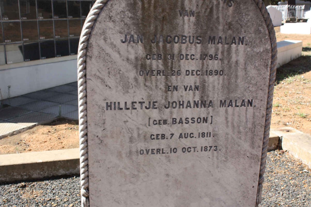MALAN Jan Jacobus 1796-1890 &amp; Hilletje Johanna BASSON 1811-1873