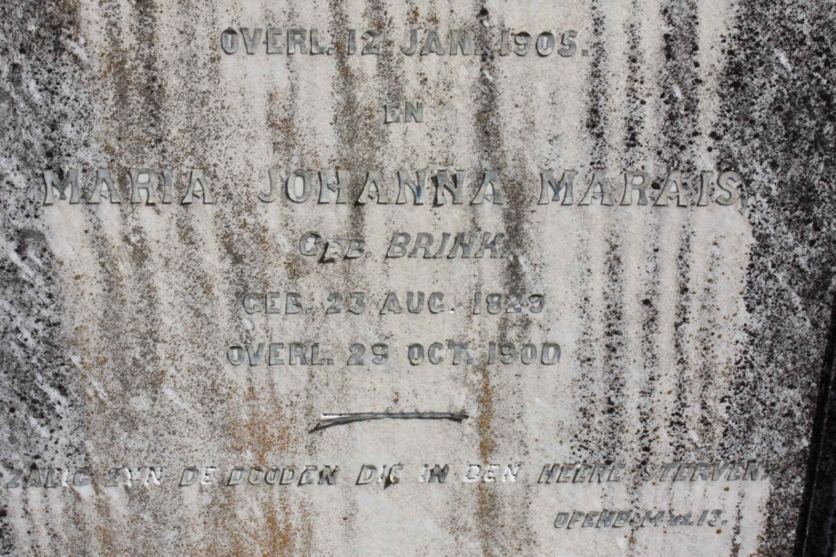 MARAIS Maria Johanna nee BRINK 1829-1900