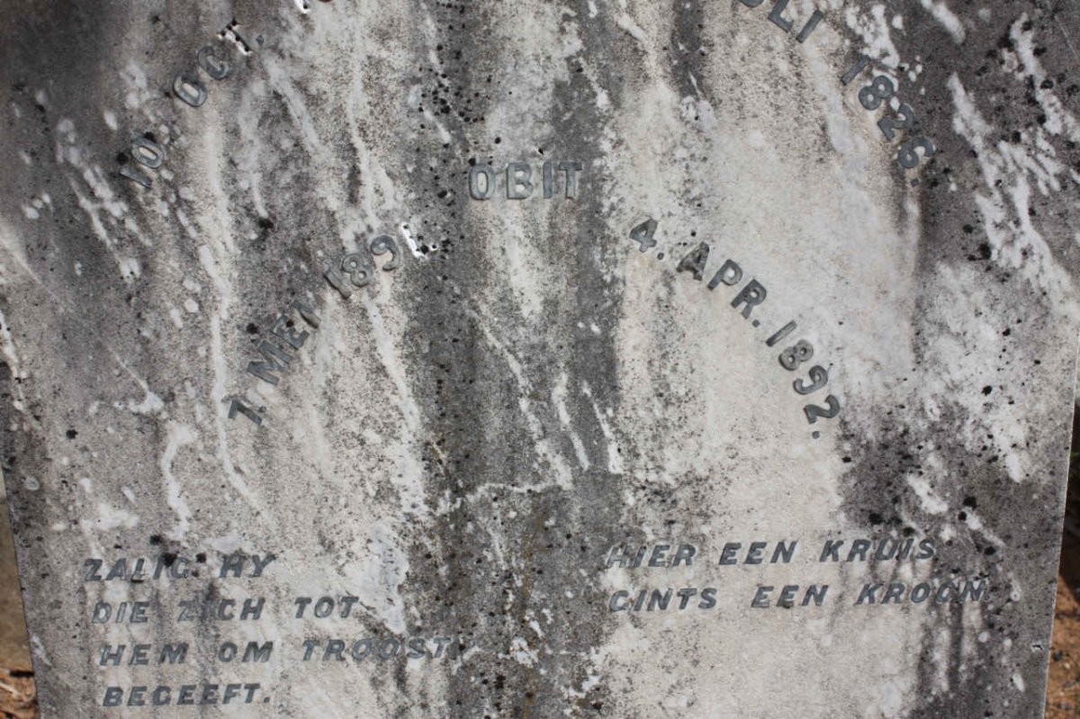 MERWE Jacobus J., v.d. 1823-1891 &amp; Helena J. RETIEF  1826-1892