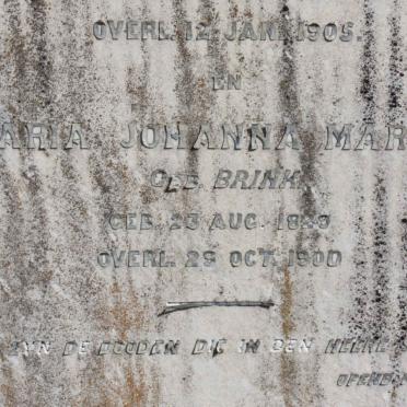 MARAIS Maria Johanna nee BRINK 1829-1900