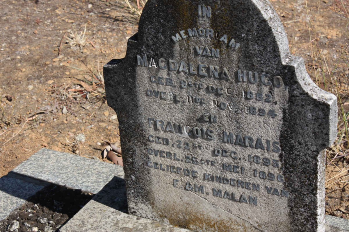 MALAN Magdalena Hugo 1882-1894 :: MALAN Francois Marais 1895-1896