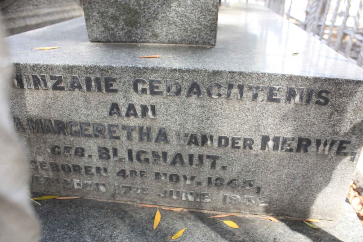 MERWE Susanna Margeretha, van der nee BLIGNAUT 1845-1932