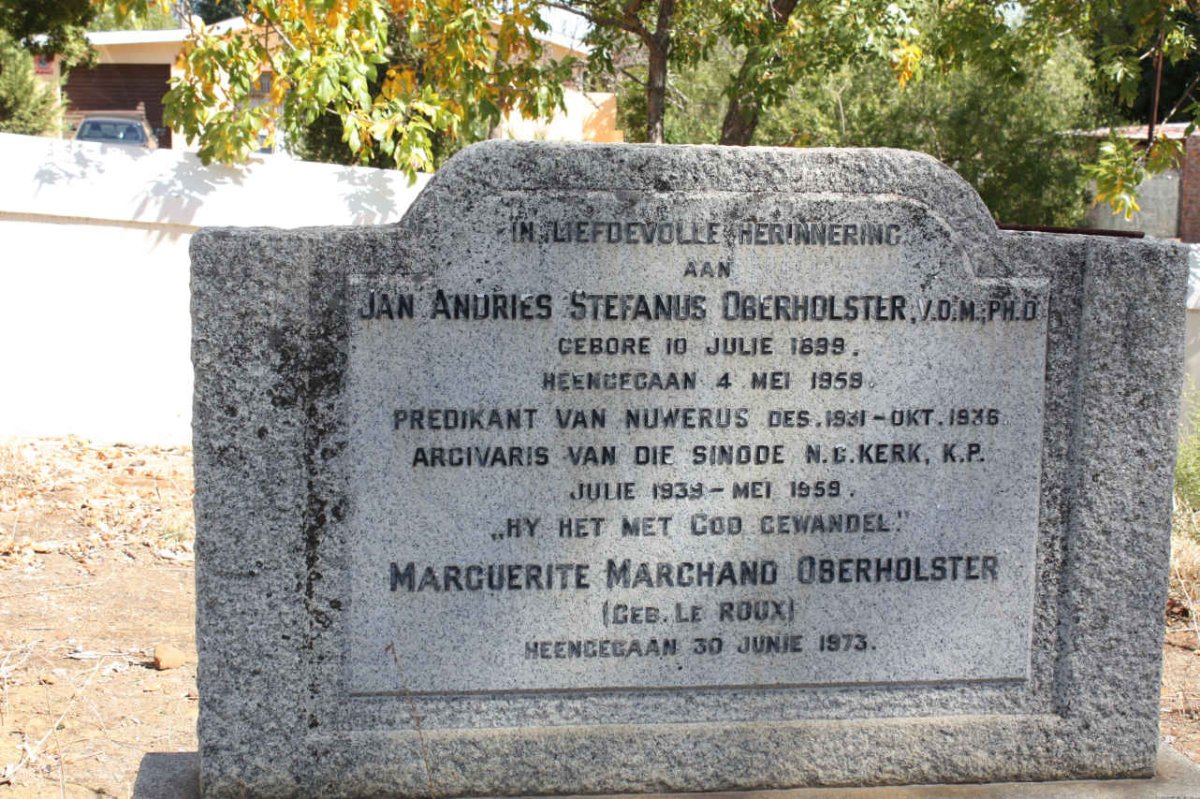 OBERHOLSTER Jan Andries Stefanus 1899-1958 &amp; Marguerite Marchand LE ROUX -1973