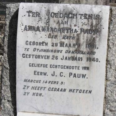 PAUW Anna Margaretha nee RATH 1851-1940