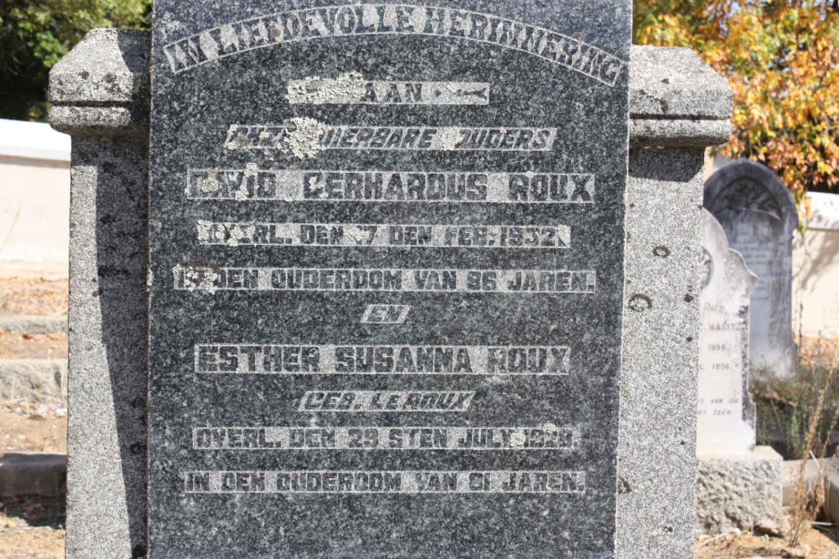 ROUX David Gerhardus -1932 &amp; Esther Susanna LE ROUX -1928