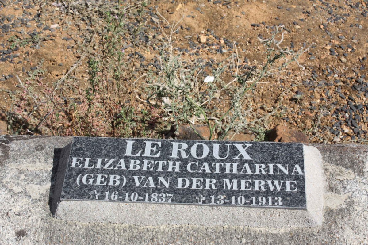 ROUX Elizabeth Catharina, le nee VAN DER MERWE 1837-1913