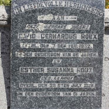 ROUX David Gerhardus -1932 &amp; Esther Susanna LE ROUX -1928