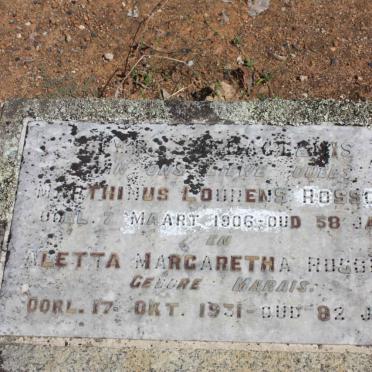 ROSSOUW Marthinus Lourens -1906 &amp; Aletta Margaretha MARAIS -1931