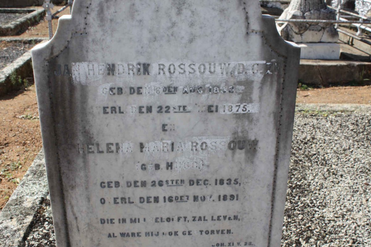 ROSSOUW Jan Hendrik 1832-1875 &amp; Helena Maria HUGO 1835-1891