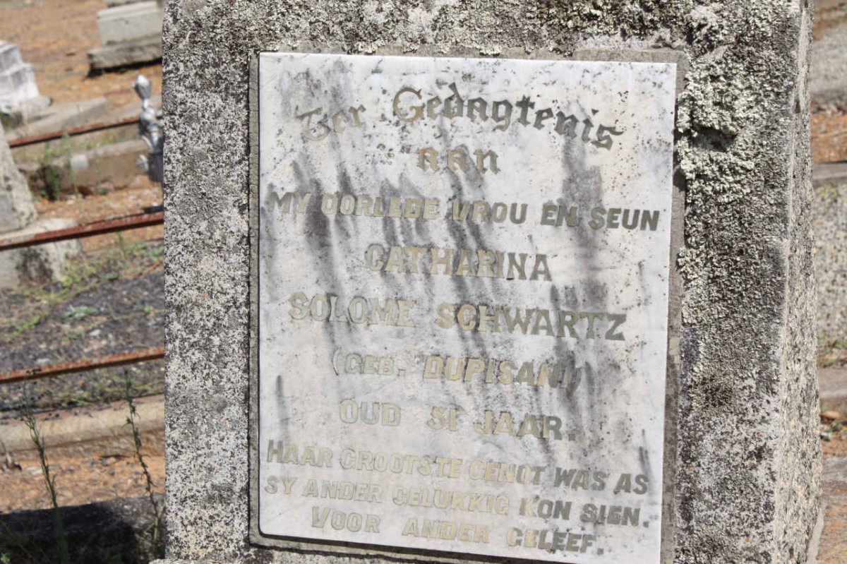 SCHWARTZ Catharina Solome nee DUPISANI