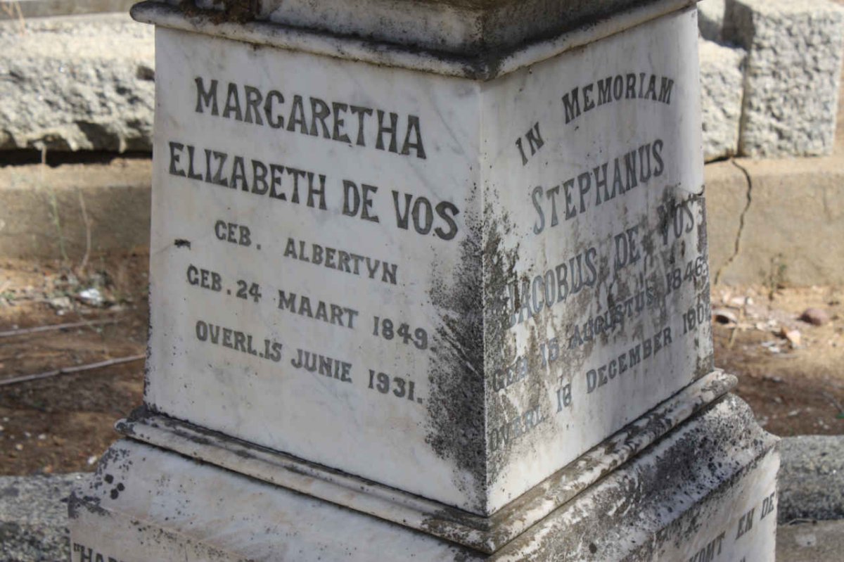 VOS Margaretha Elizabeth, de nee ALBERTYN 1849-1931