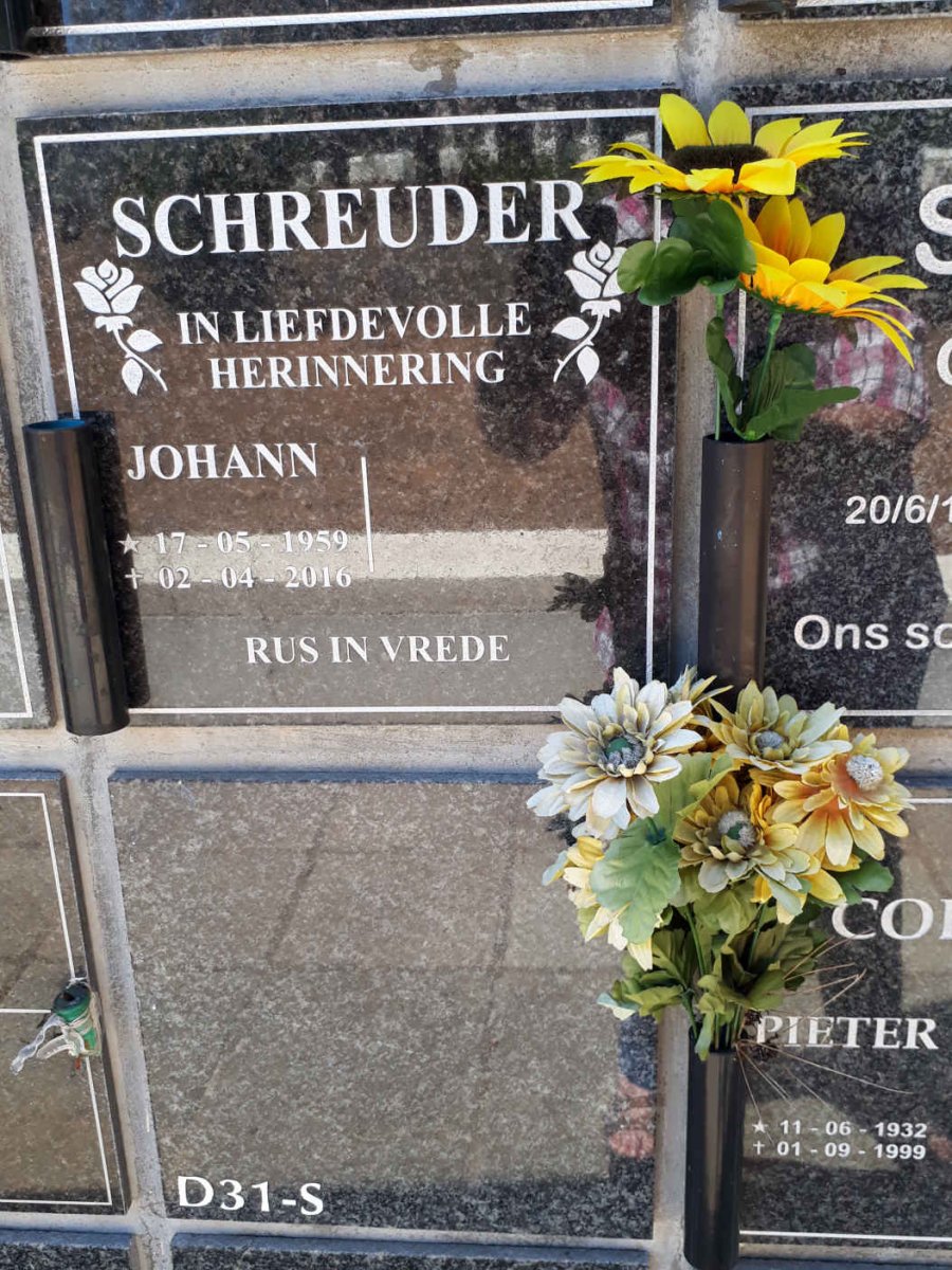 SCHREUDER Johann 1959-2016