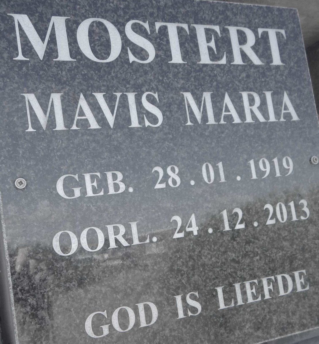 MOSTERT Mavis Maria 1919-2013