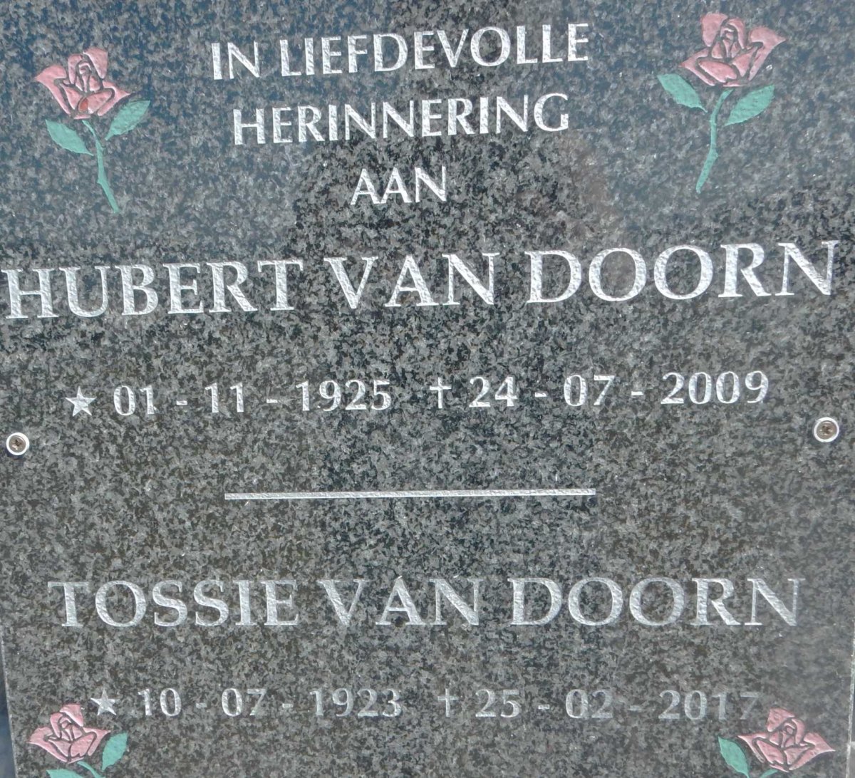 DOORN Hubert, van 1925-2009 &amp; Tossie 1923-2017