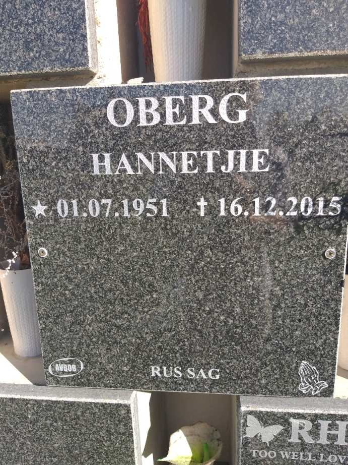 OBERG Hannetjie 1951-2015