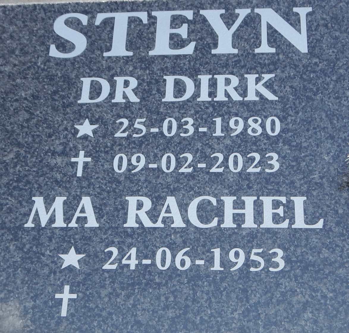 STEYN Rachel 1953- :: STEYN D.R. Dirk 1980-2023