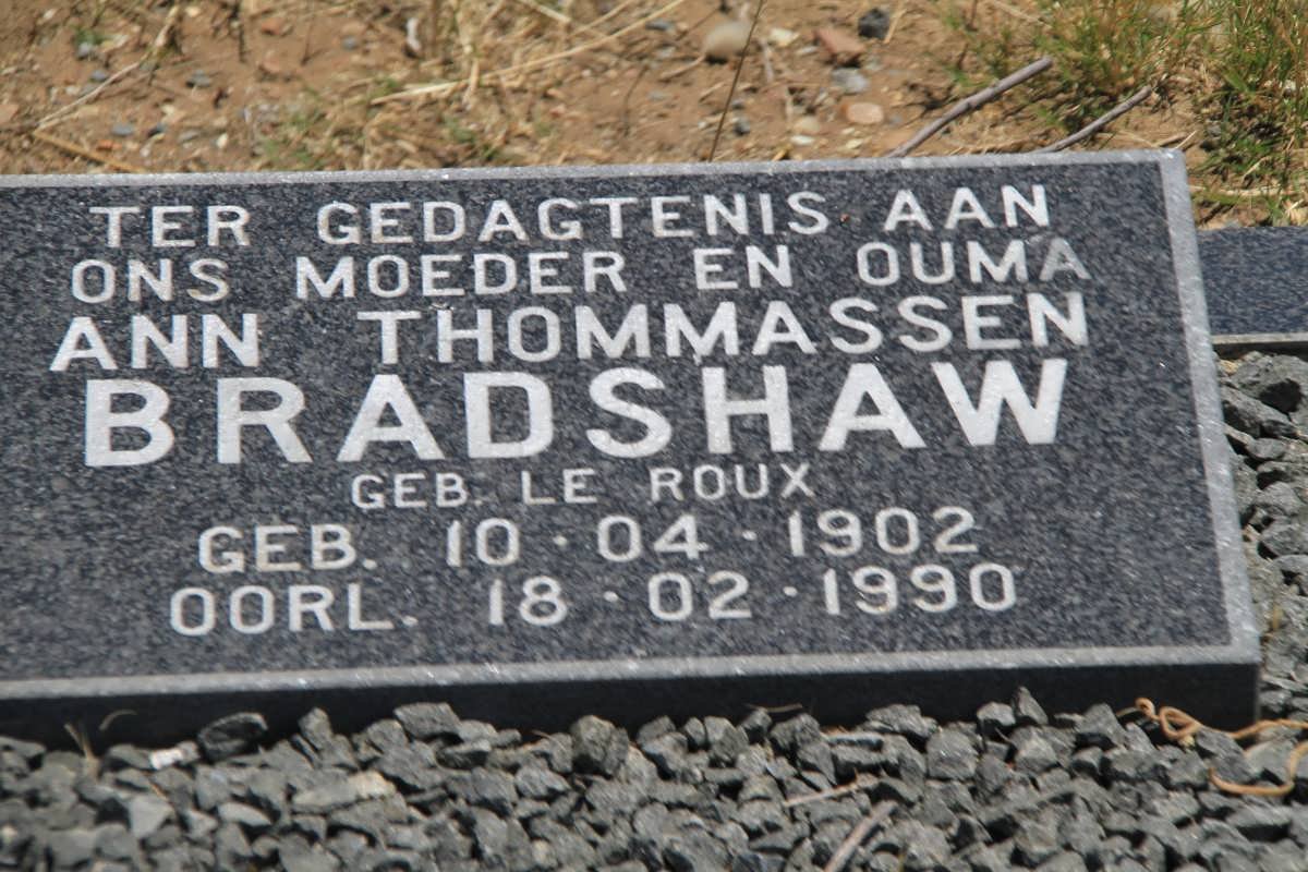 BRADSHAW Ann Thommassen nee LE ROUX 1902-1990