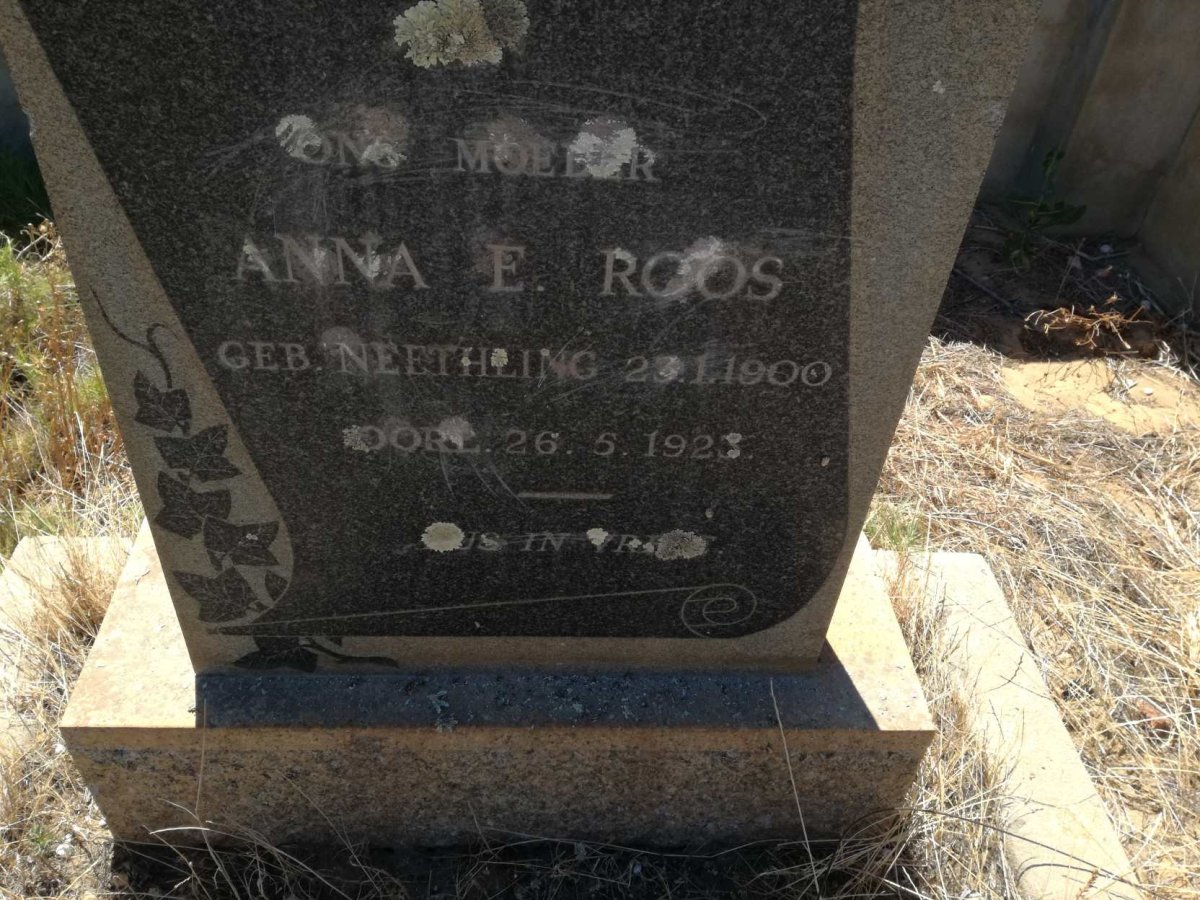 ROOS Anna E. nee NEETHLING 1900-1923